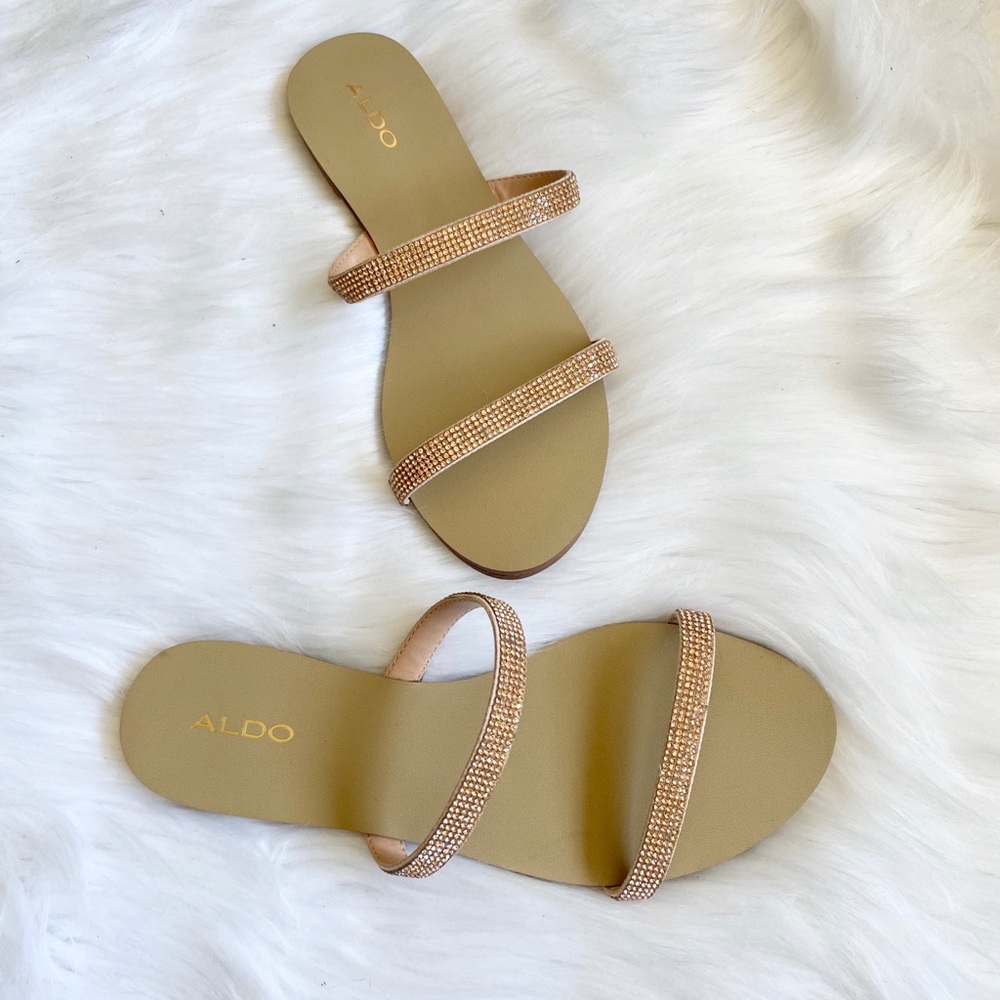 ALDO Rose Gold Rhinestone Sandals